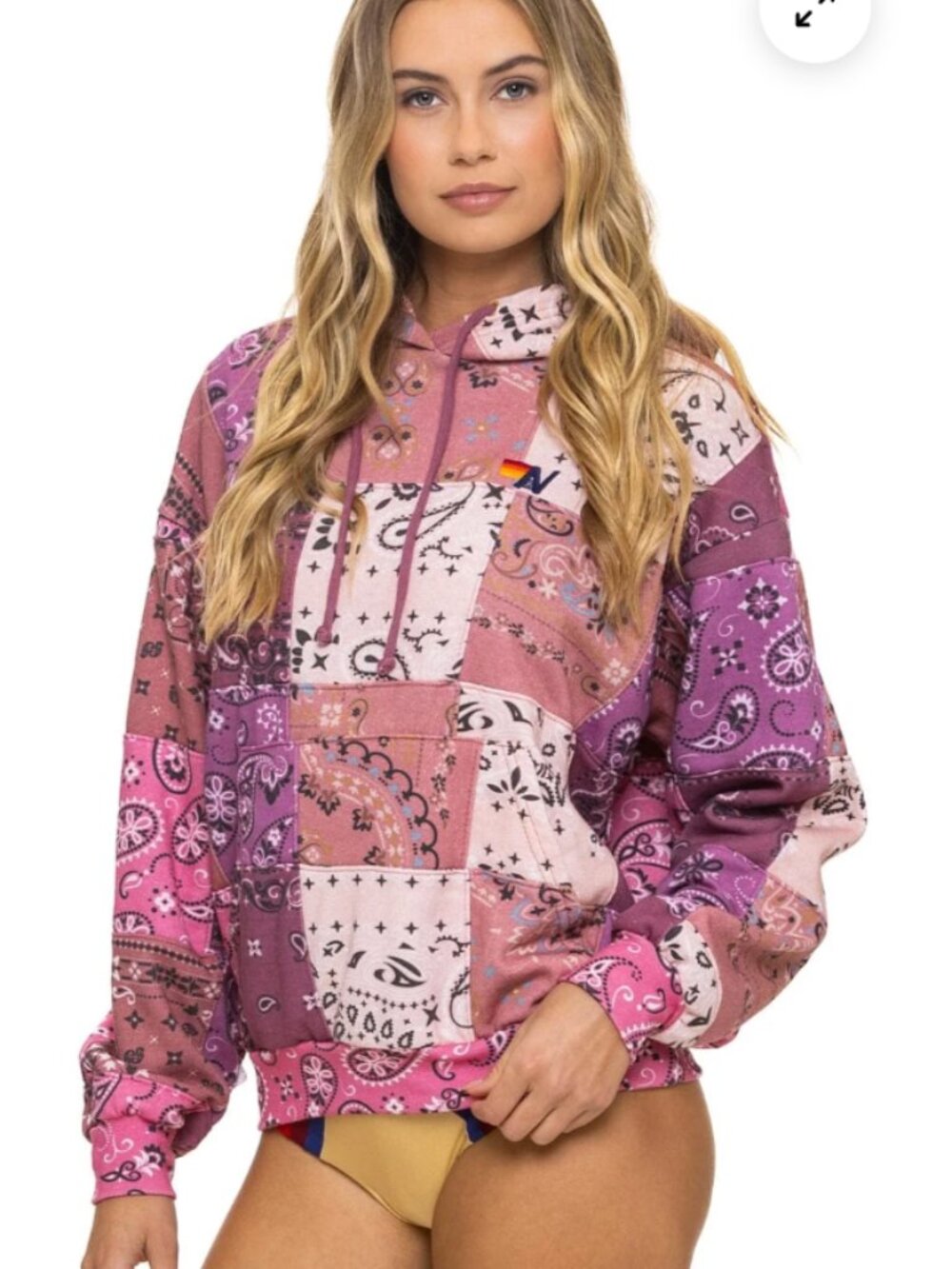 Aviator Nation Bandana Quilted Relaxed Pullover Hoodie